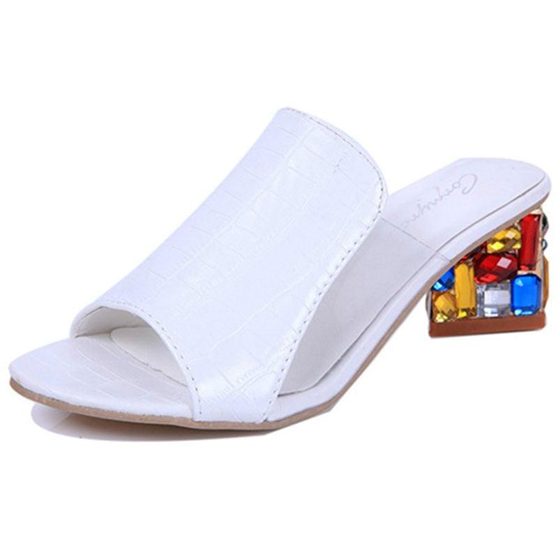 Crystal Square Toe Block Heel Sandals: Glamorous Ankle Strap