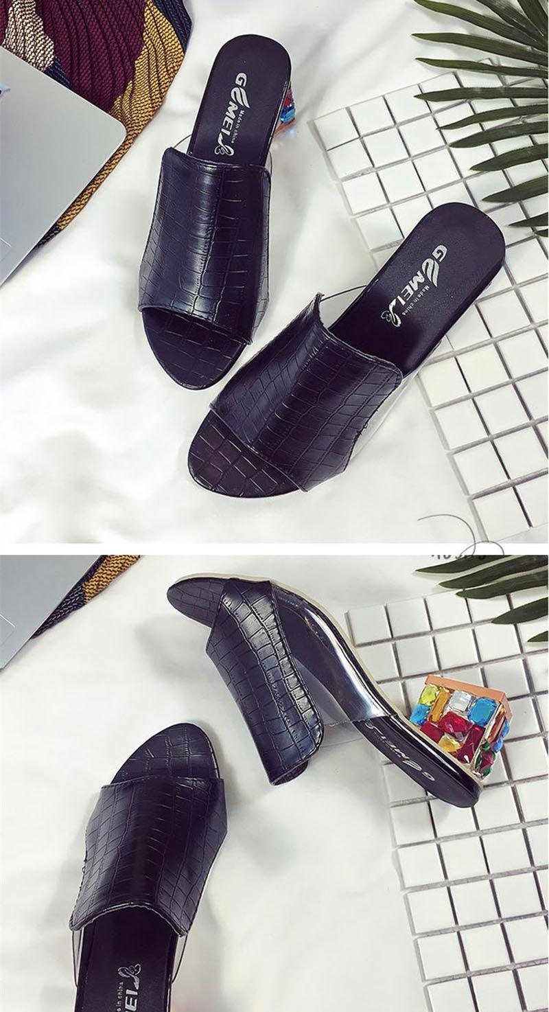Crystal Square Toe Block Heel Sandals: Glamorous Ankle Strap