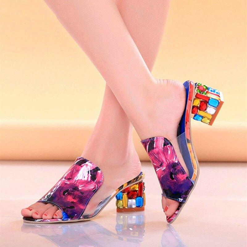 Crystal Square Toe Block Heel Sandals: Glamorous Ankle Strap