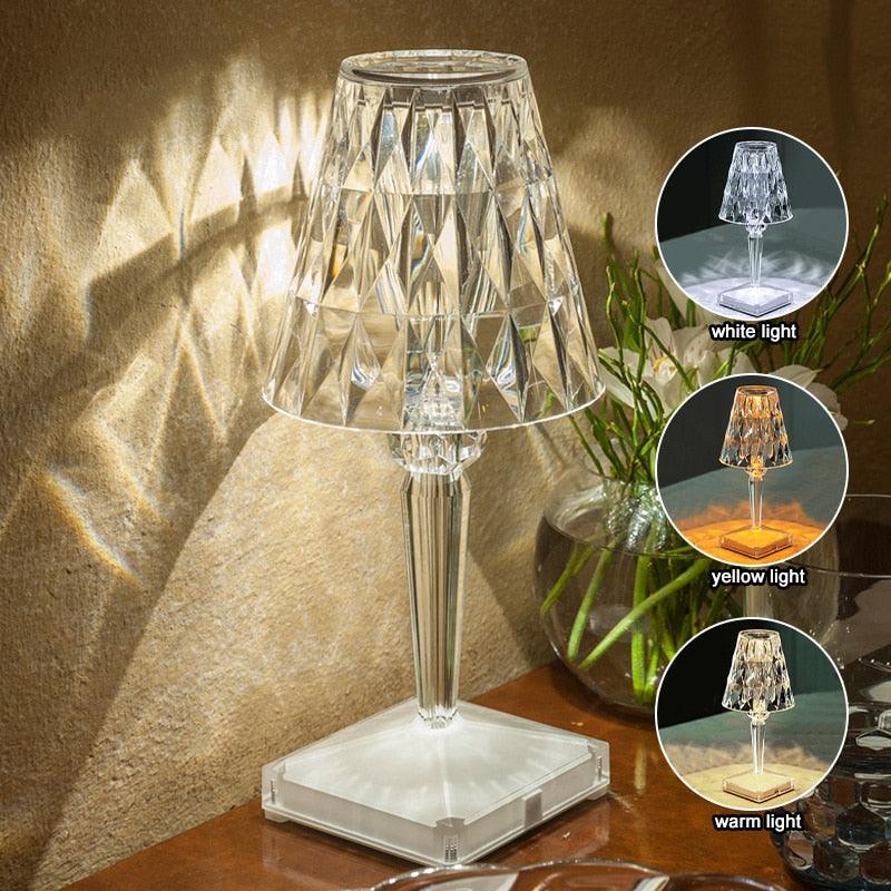 Crystal Diamond Atmosphere Table Lamp - RGB Romantic Projector