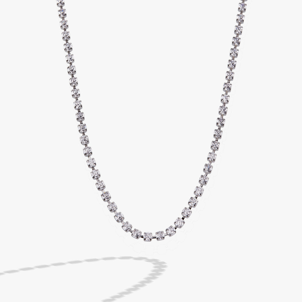Crystal Tennis Chain Necklace - Adjustable Sparkle Statement Piece