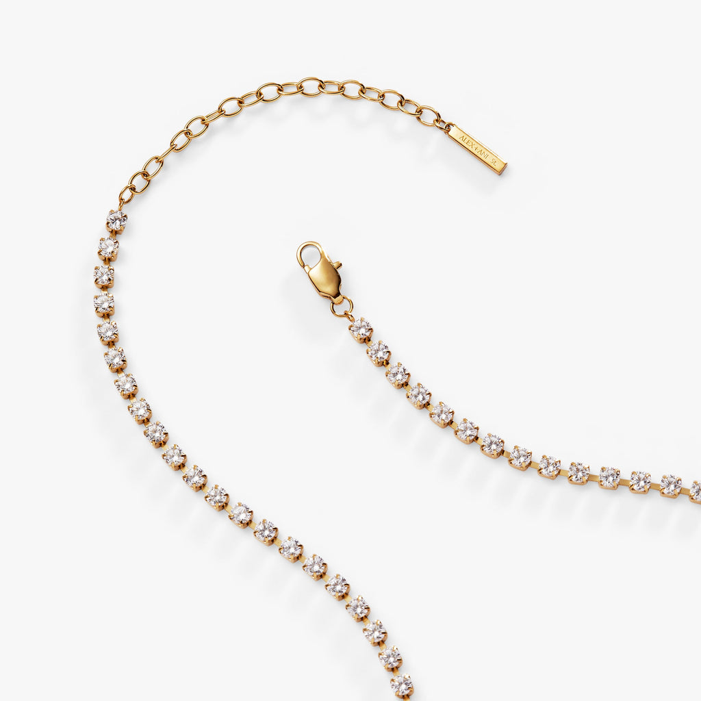 Crystal Tennis Chain Necklace - Adjustable Sparkle Statement Piece