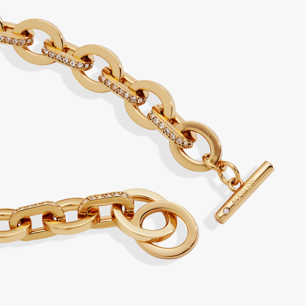Delicate Crystal Paved Oval Link Toggle Bracelet