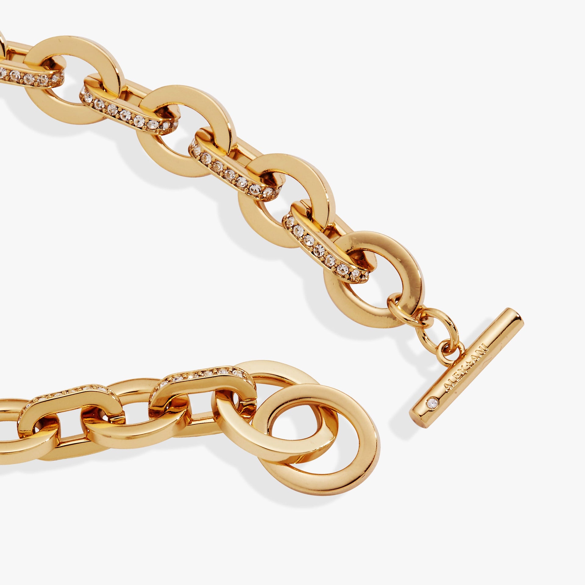 Delicate Crystal Paved Oval Link Toggle Bracelet