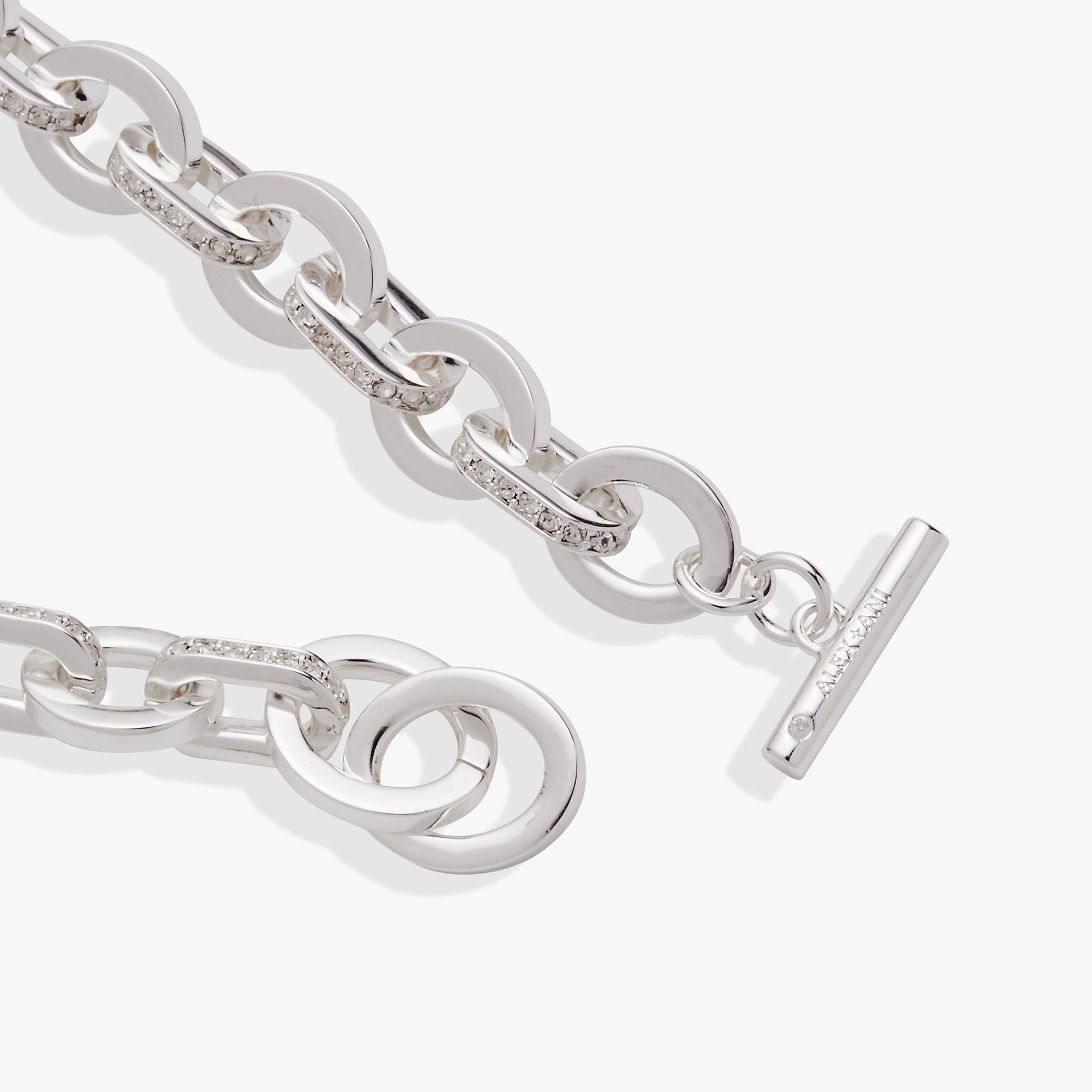 Delicate Crystal Paved Oval Link Toggle Bracelet