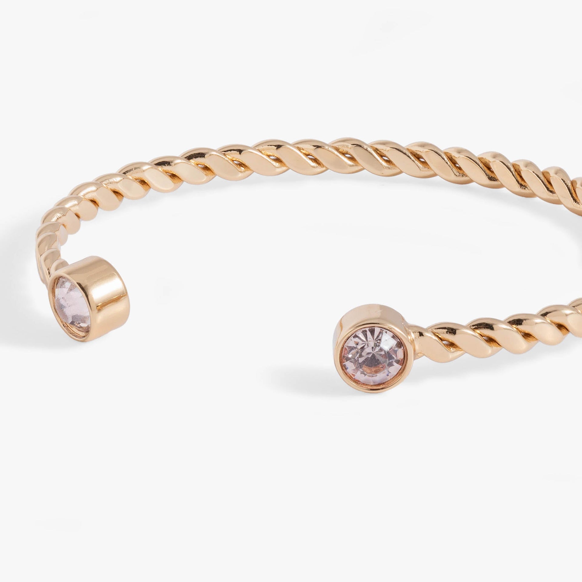 Twisted Crystal Cuff Bracelet in Gold with Pink Accents