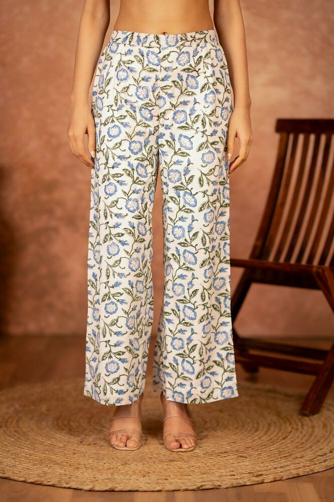 Blue Hand Block Printed Cotton Suit Set