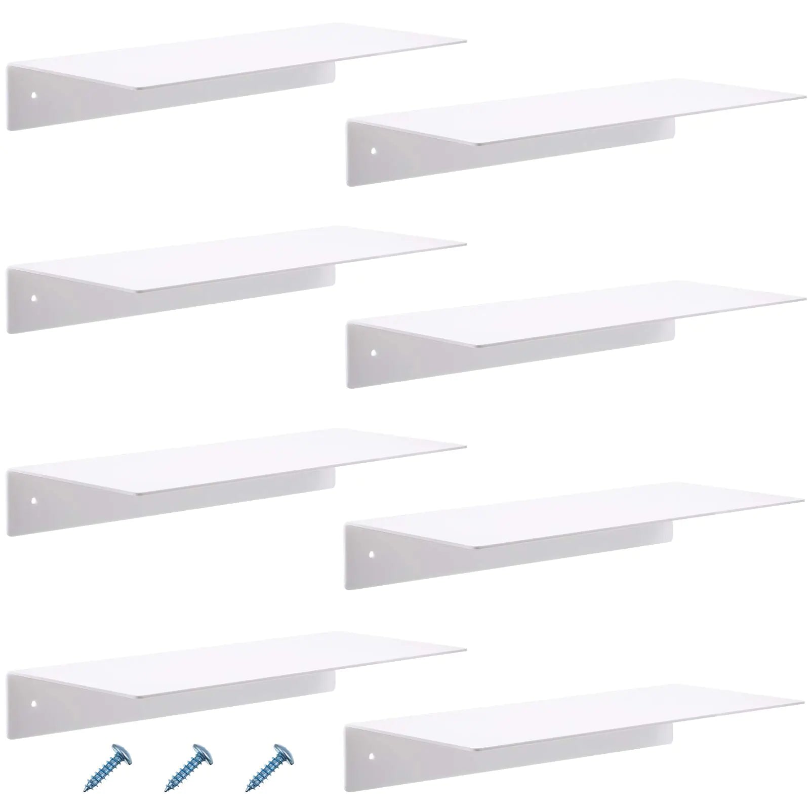Blulu 8 Pieces Acrylic Floating Shelf Invisible Wall Mounted Shelf for Book Photo Picture Makeup Record Display in Living Room Bathroom Bedroom Kitchen Office(White 14 x 5 x 2 Inches)