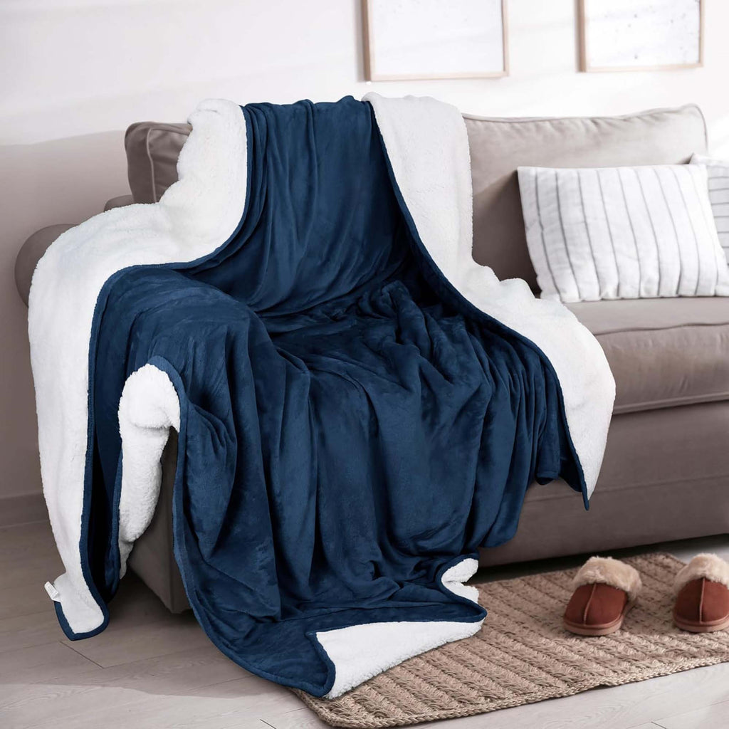 White Velvet Plush Sherpa Reversible Bed Blanket Ultra Soft - Image 27