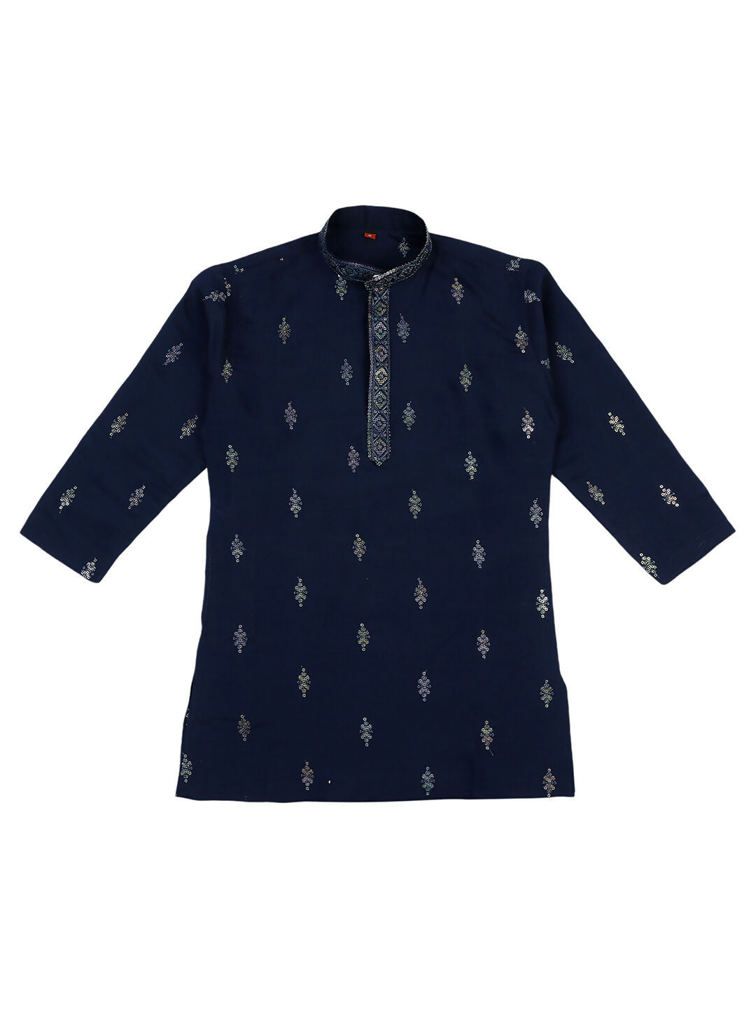 Boys Blue Traditional Ethnic Kurta and Pyjama Set with Embroidery
