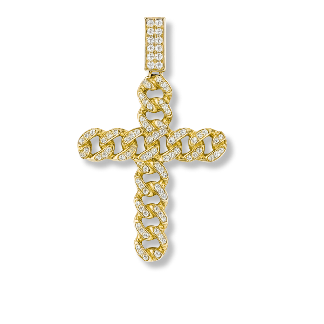 Cuban Link Cross Pendant 925 Sterling Silver