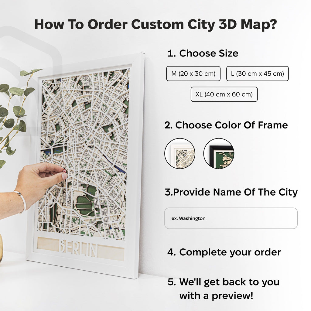 Custom 3D City Map Wooden Wall Art Personalised Home Decor