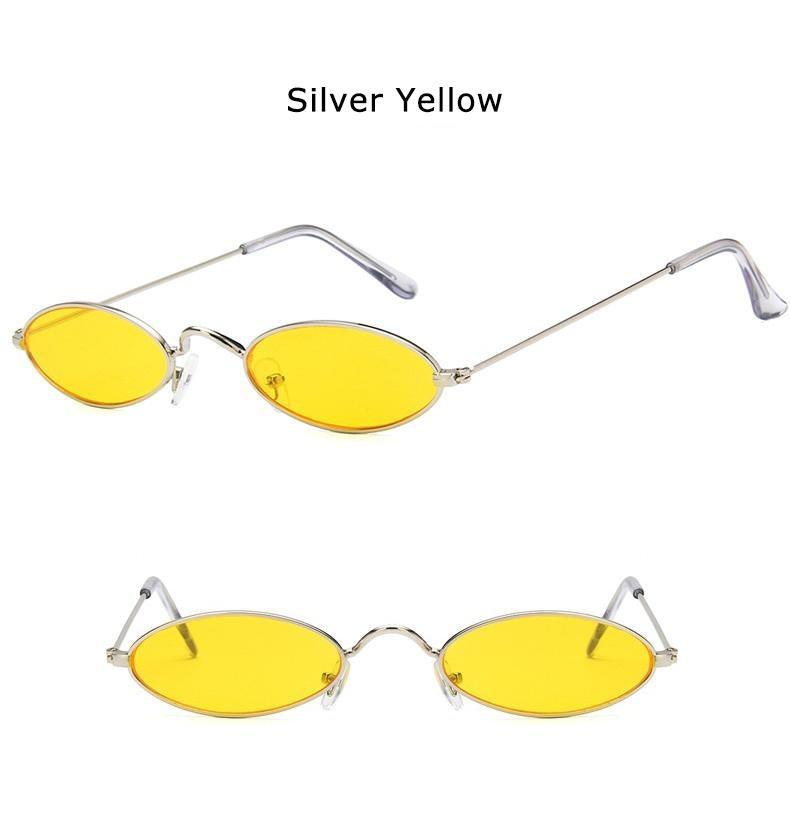 Retro Black Oval Sunglasses with Metal Frame and Nose Pads