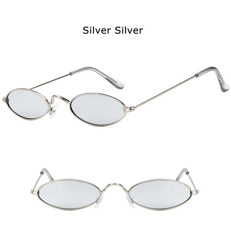 Retro Black Oval Sunglasses with Metal Frame and Nose Pads