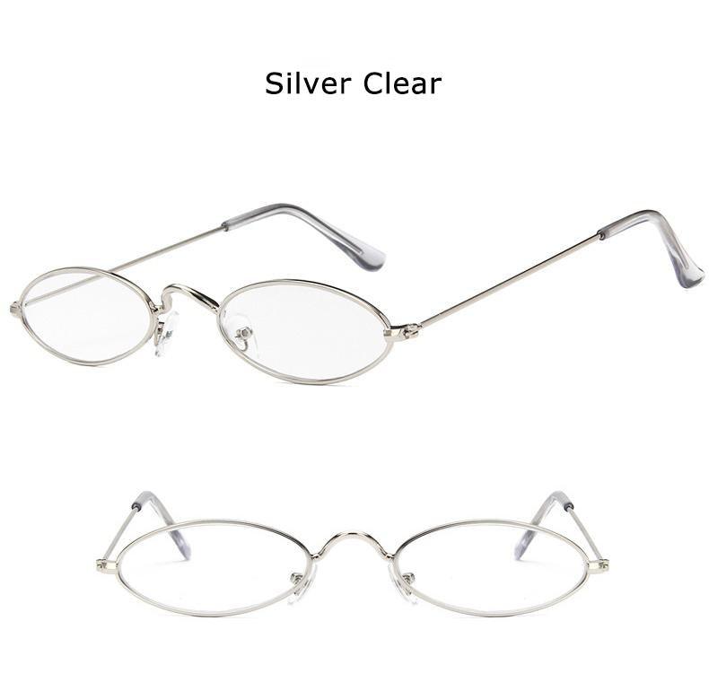 Retro Black Oval Sunglasses with Metal Frame and Nose Pads