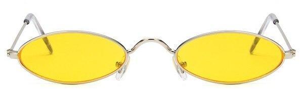 Retro Black Oval Sunglasses with Metal Frame and Nose Pads