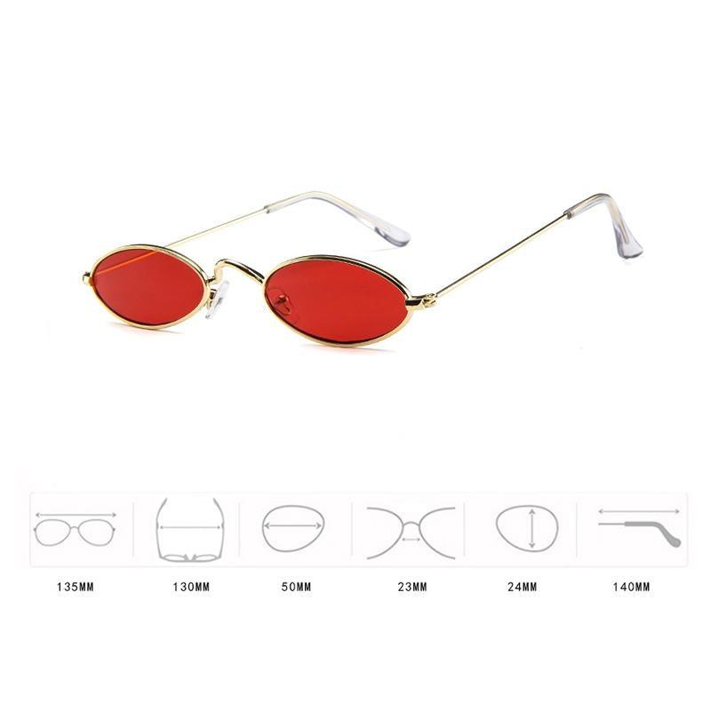 Retro Black Oval Sunglasses with Metal Frame and Nose Pads