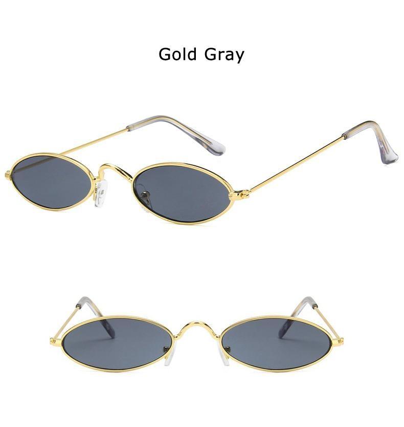 Retro Black Oval Sunglasses with Metal Frame and Nose Pads