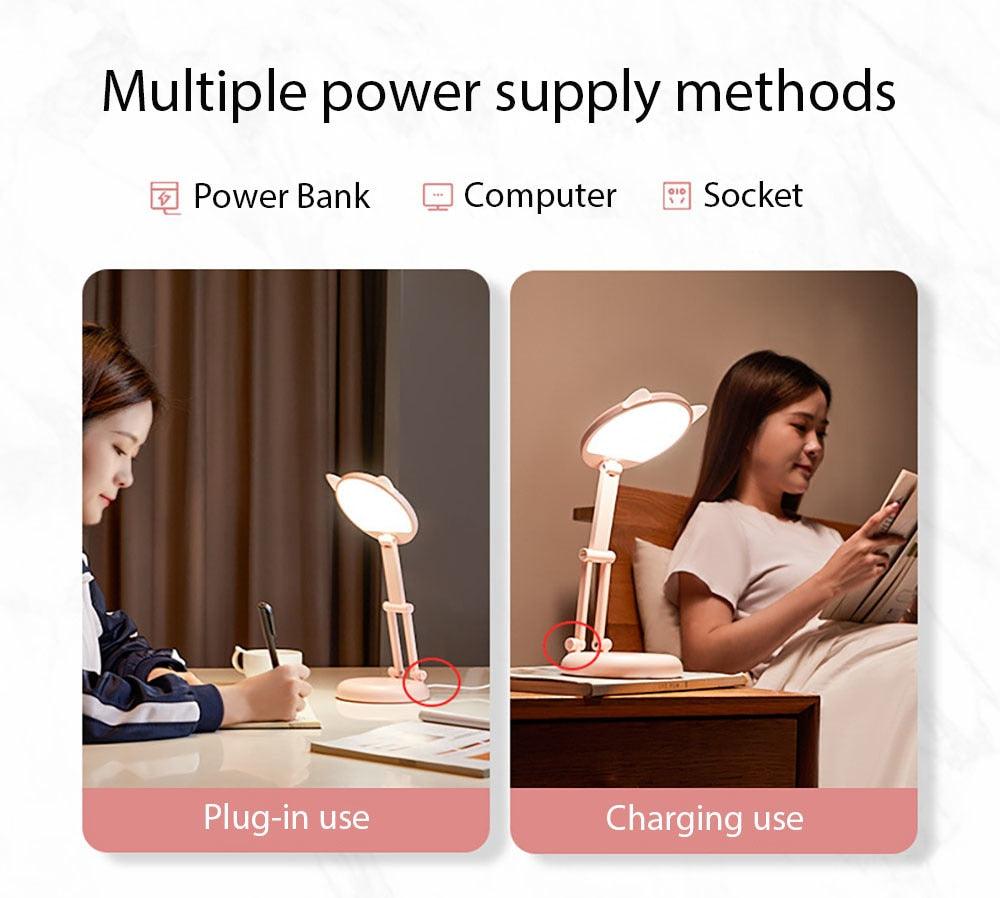 Cute Cat LED Desk Lamp - Foldable Eye Protection Study Light