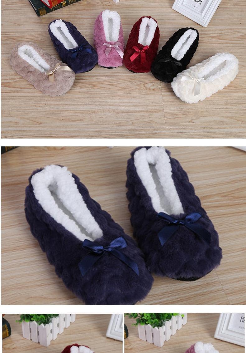 Women's Plush Fleece Lined Indoor Slippers Non-Slip House Shoes