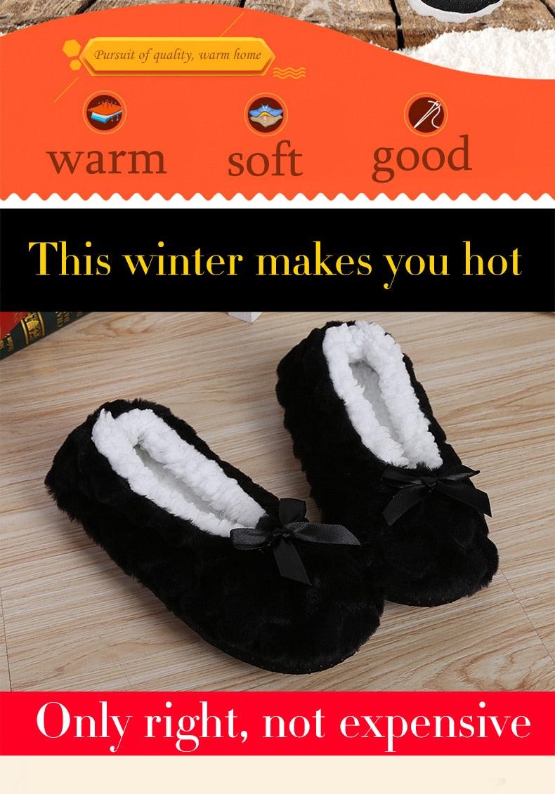 Women's Plush Fleece Lined Indoor Slippers Non-Slip House Shoes