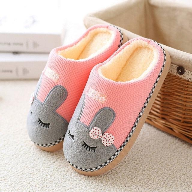 Cute Cat Plush Fuzzy House Slippers for Women Warm Indoor Slides
