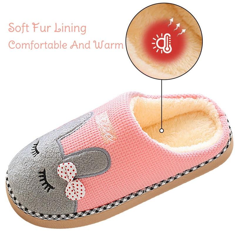 Cute Cat Plush Fuzzy House Slippers for Women Warm Indoor Slides