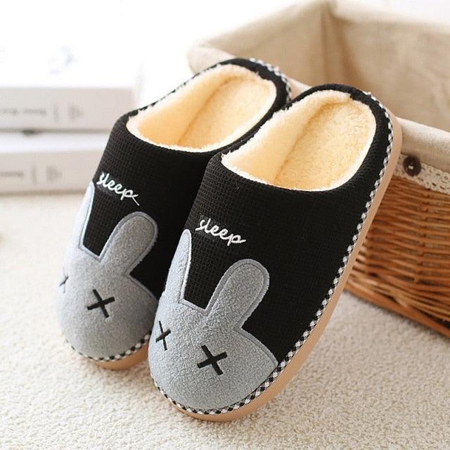 Cute Cat Plush Fuzzy House Slippers for Women Warm Indoor Slides
