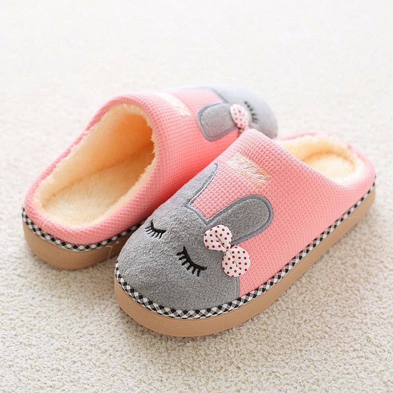 Cute Cat Plush Fuzzy House Slippers for Women Warm Indoor Slides