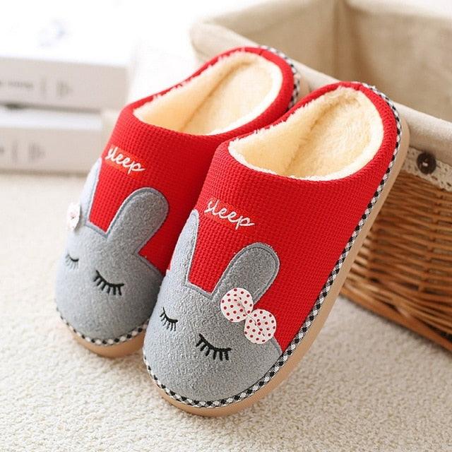 Cute Cat Plush Fuzzy House Slippers for Women Warm Indoor Slides