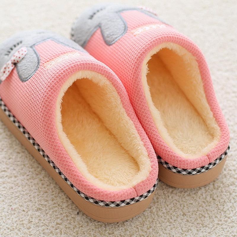 Cute Cat Plush Fuzzy House Slippers for Women Warm Indoor Slides