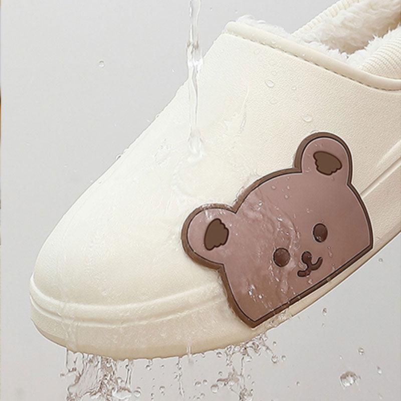 Waterproof Cotton Bear Slippers with Memory Foam & Non-Skid Sole