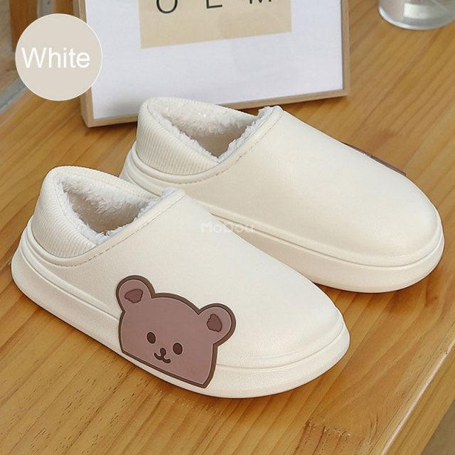 Waterproof Cotton Bear Slippers with Memory Foam & Non-Skid Sole