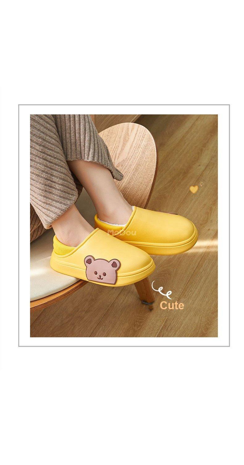 Waterproof Cotton Bear Slippers with Memory Foam & Non-Skid Sole