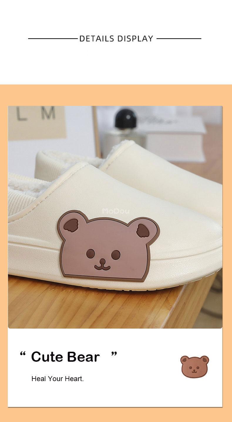 Waterproof Cotton Bear Slippers with Memory Foam & Non-Skid Sole