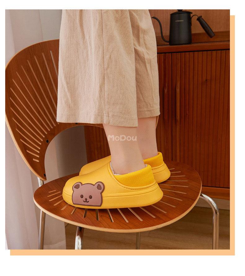 Waterproof Cotton Bear Slippers with Memory Foam & Non-Skid Sole