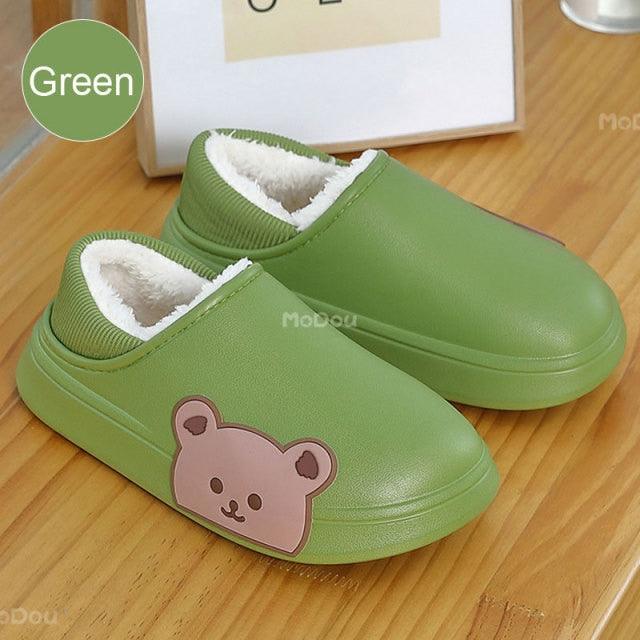 Waterproof Cotton Bear Slippers with Memory Foam & Non-Skid Sole