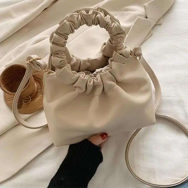Vintage Style Small Leather Messenger Bag for Women Shoulder Purse