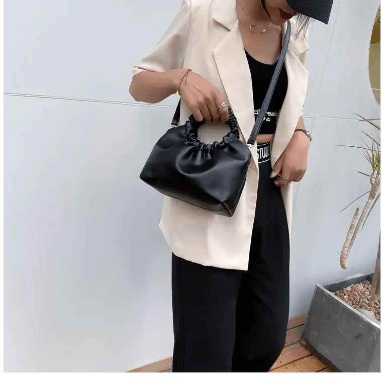 Vintage Style Small Leather Messenger Bag for Women Shoulder Purse