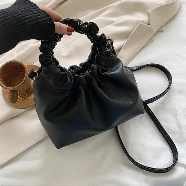 Vintage Style Small Leather Messenger Bag for Women Shoulder Purse