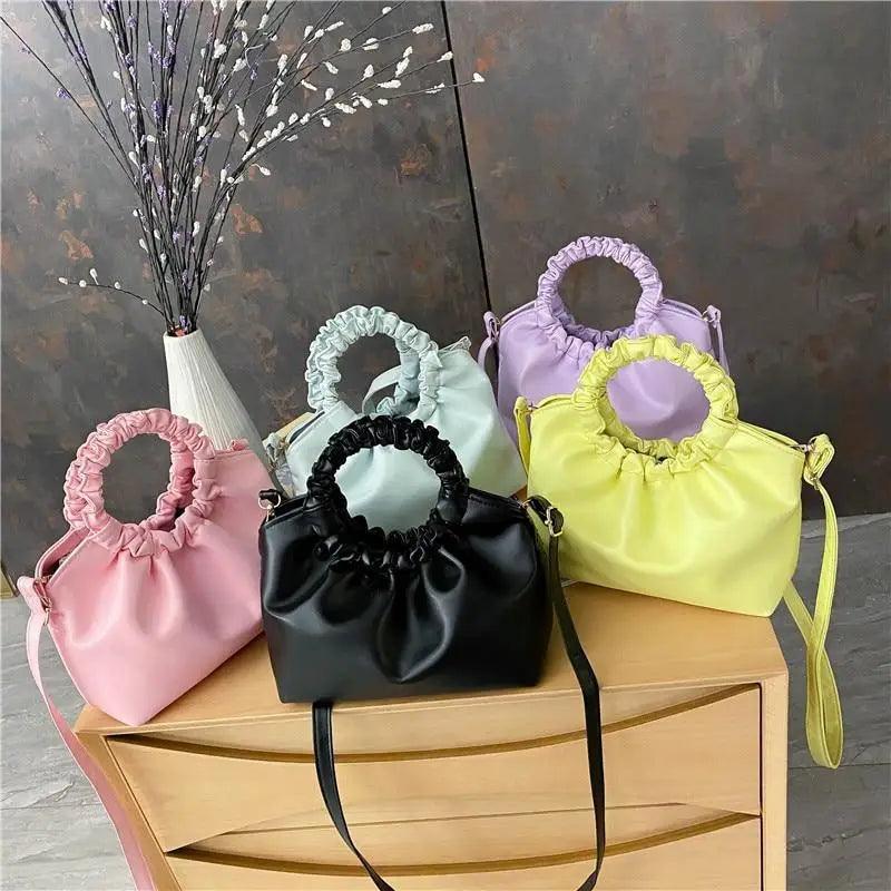 Vintage Style Small Leather Messenger Bag for Women Shoulder Purse
