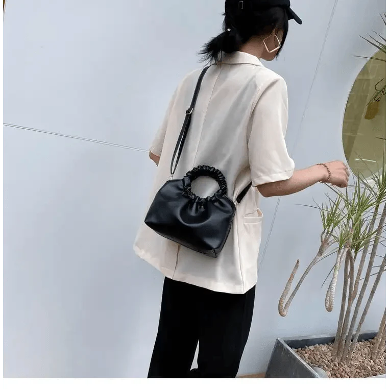 Vintage Style Small Leather Messenger Bag for Women Shoulder Purse