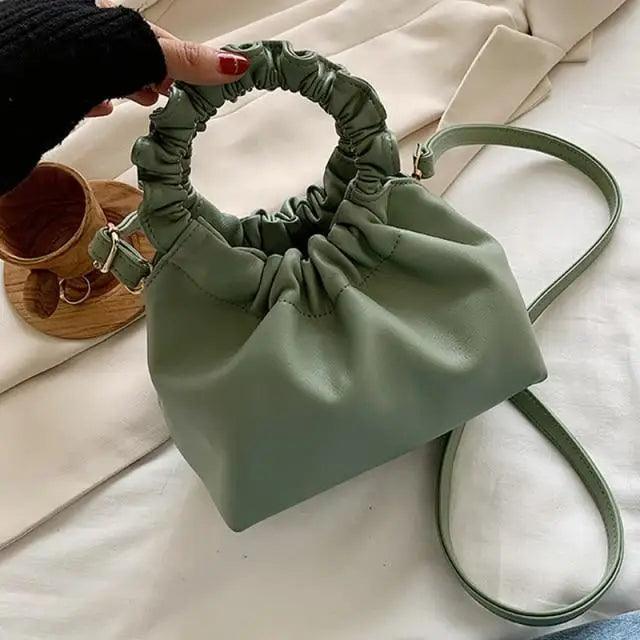 Vintage Style Small Leather Messenger Bag for Women Shoulder Purse