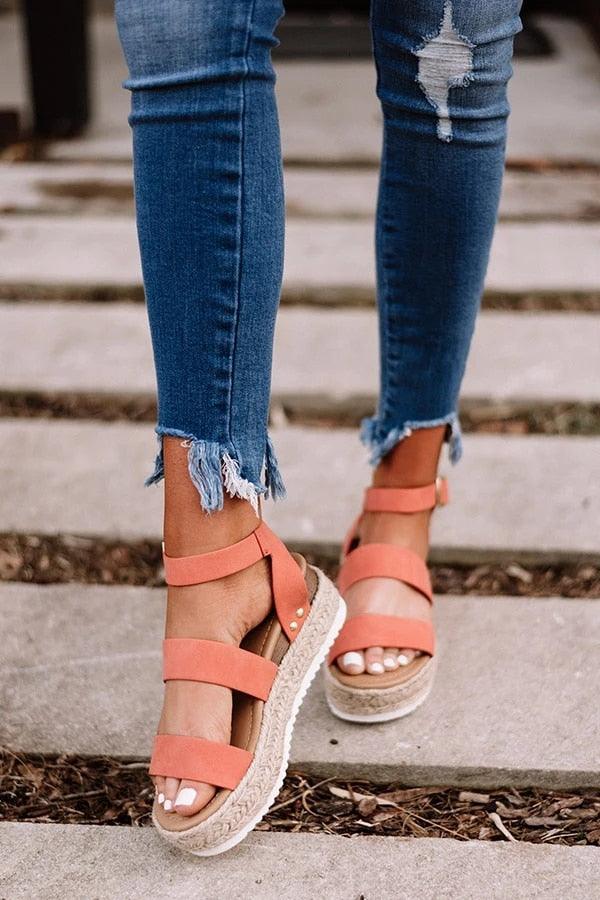 Golden Platform Sandals with Cross Strap Ankle Detail