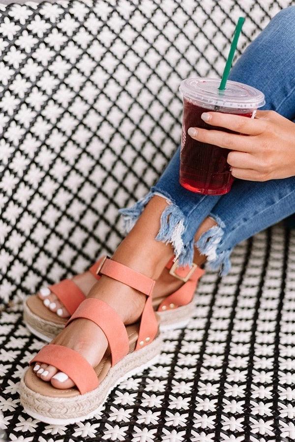 Golden Platform Sandals with Cross Strap Ankle Detail