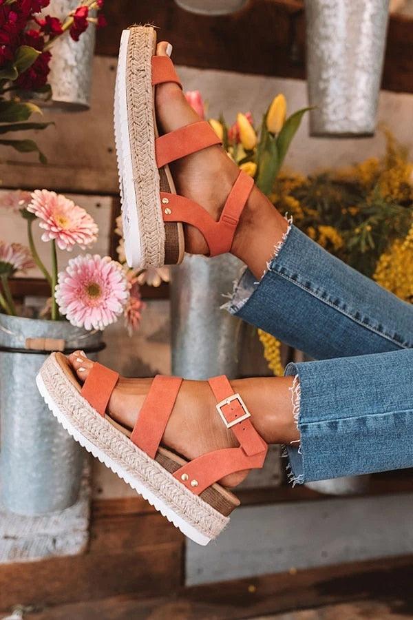 Golden Platform Sandals with Cross Strap Ankle Detail