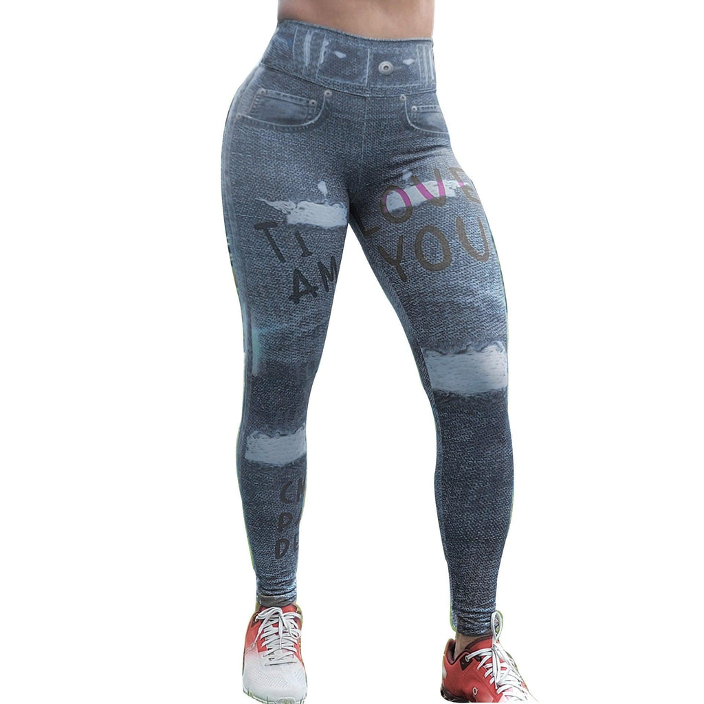 Women's Printed Yoga Leggings Tummy Control Running Tights