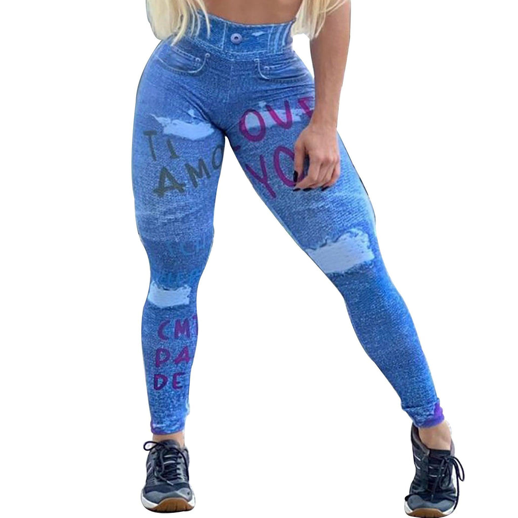Women's Printed Yoga Leggings Tummy Control Running Tights