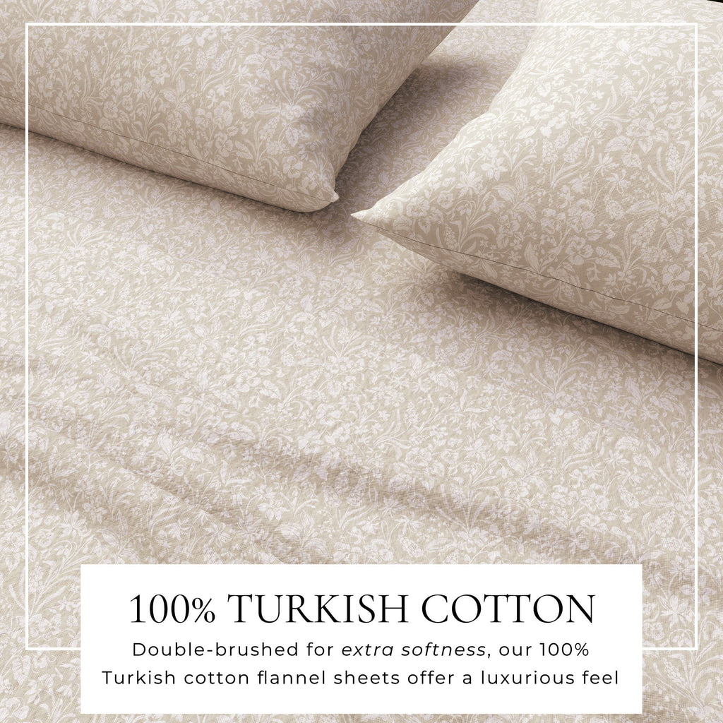 Winter Floral Turkish Cotton Flannel Sheet Set Ultra-Soft - Image 38