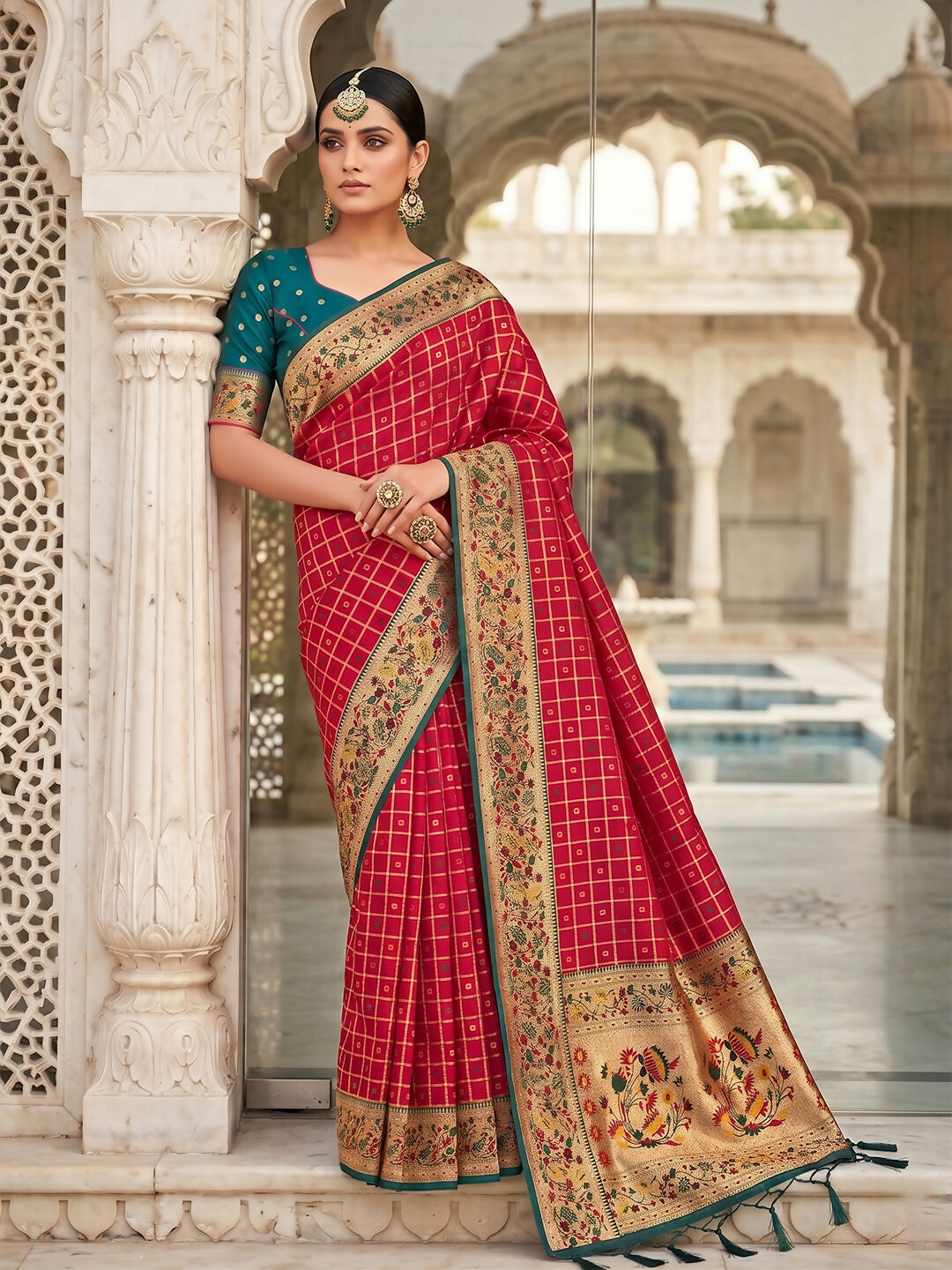 Rani Pink Banarasi Silk Blend Saree for Royal Elegance
